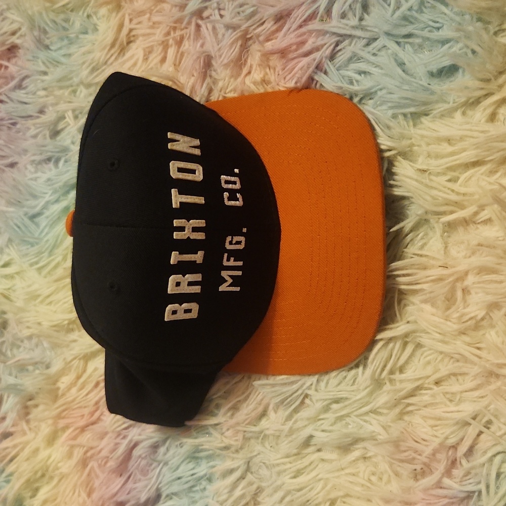 Brixton men's black amd orange snap pack baseball hat OS
